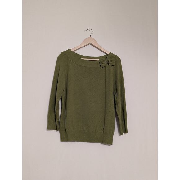 Valerie Stevens women's green sweater with bow size large (C10) - Picture 1 of 3